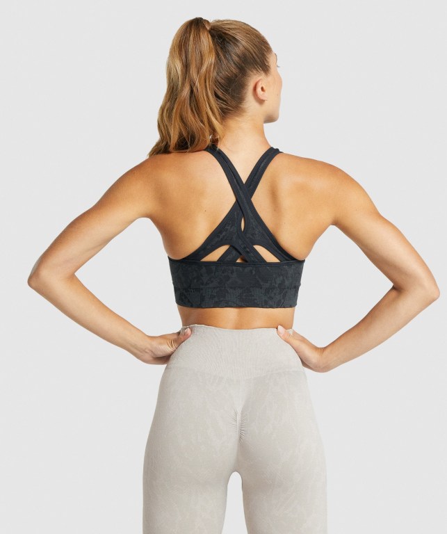 Gymshark Adapt Animal Seamless Women's Sports Bra Black | UAE-97RTON