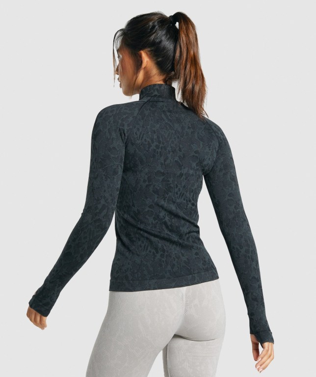 Gymshark Adapt Animal Seamless Zip Up Women's Jackets Black | UAE-46FIDU