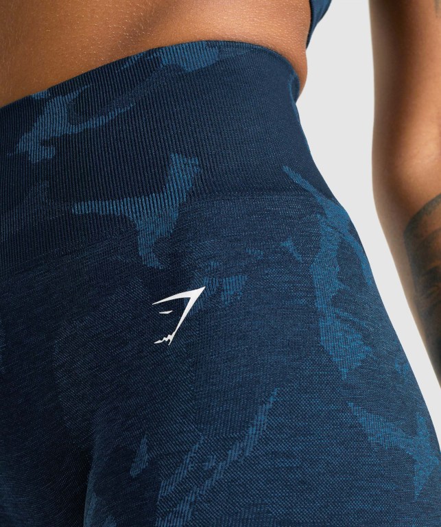 Gymshark Adapt Camo Seamless High Waisted Women's Leggings Navy | UAE-08BNGH