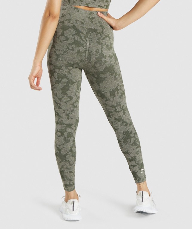 Gymshark Adapt Camo Seamless High Waisted Women's Leggings Green | UAE-19CAPN