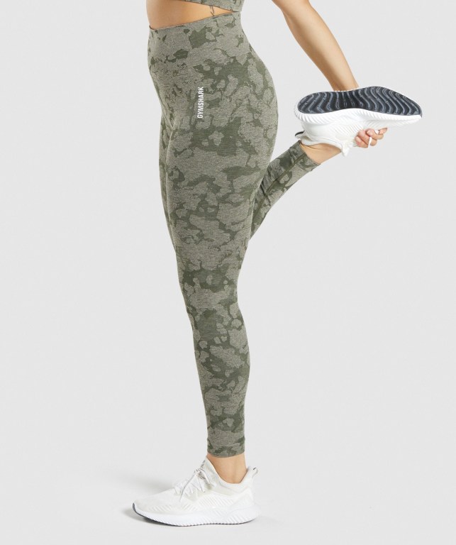 Gymshark Adapt Camo Seamless High Waisted Women's Leggings Green | UAE-19CAPN