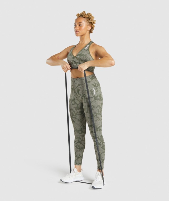 Gymshark Adapt Camo Seamless High Waisted Women's Leggings Green | UAE-19CAPN