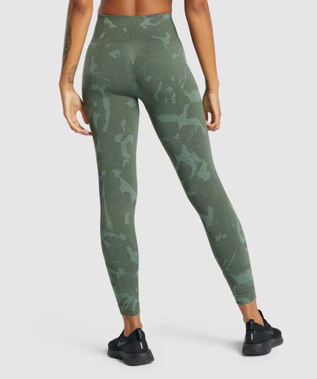 Gymshark Adapt Camo Seamless High Waisted Women's Leggings Green | UAE-82LKND