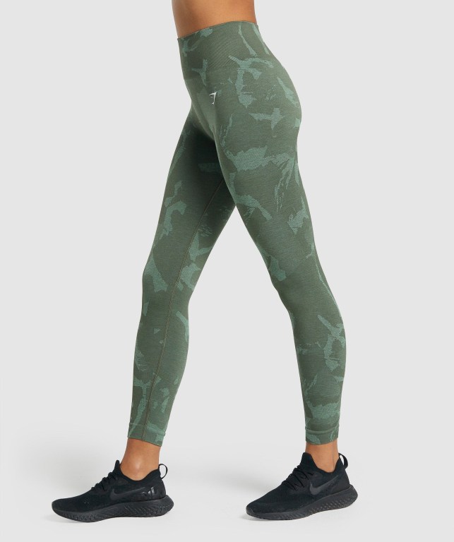 Gymshark Adapt Camo Seamless High Waisted Women's Leggings Green | UAE-82LKND