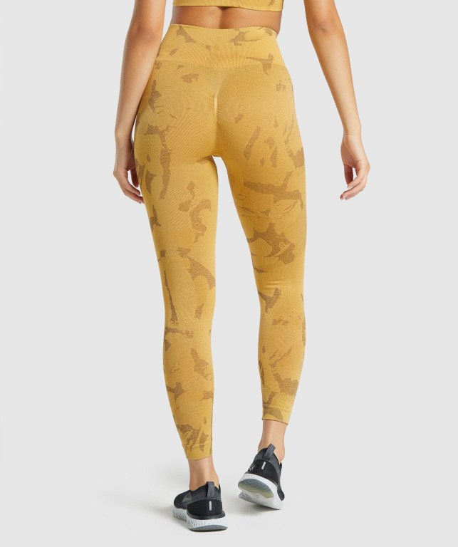 Gymshark Adapt Camo Seamless High Waisted Women's Leggings Yellow | UAE-85YIHC