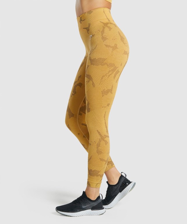 Gymshark Adapt Camo Seamless High Waisted Women's Leggings Yellow | UAE-85YIHC