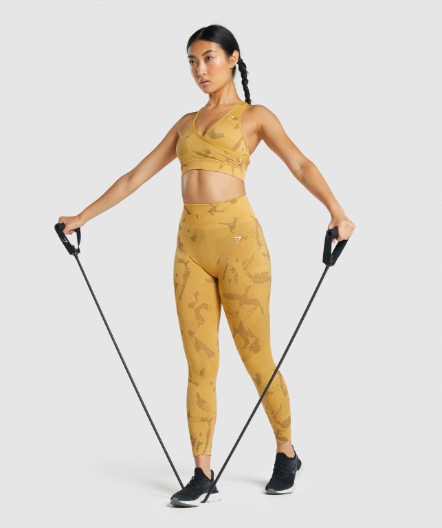 Gymshark Adapt Camo Seamless High Waisted Women's Leggings Yellow | UAE-85YIHC