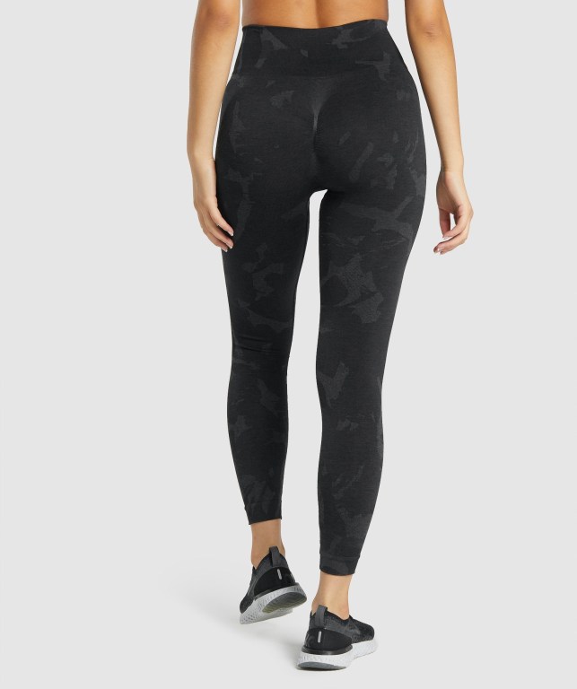 Gymshark Adapt Camo Seamless High Waisted Women's Leggings Black | UAE-95XMNF