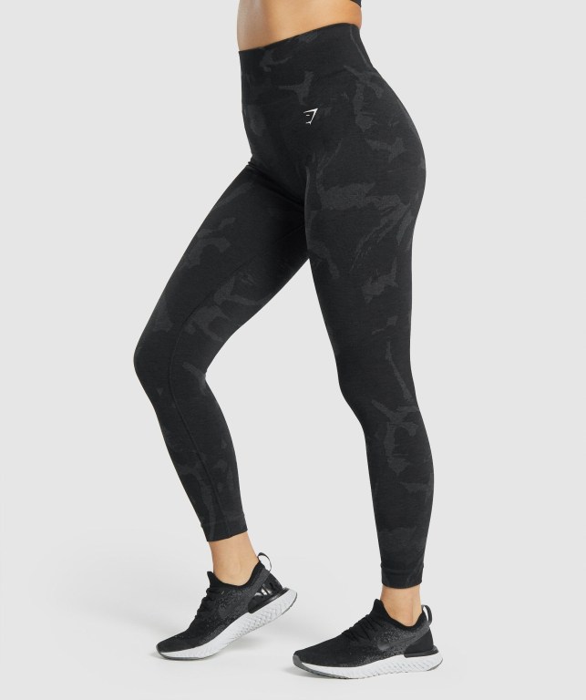 Gymshark Adapt Camo Seamless High Waisted Women's Leggings Black | UAE-95XMNF