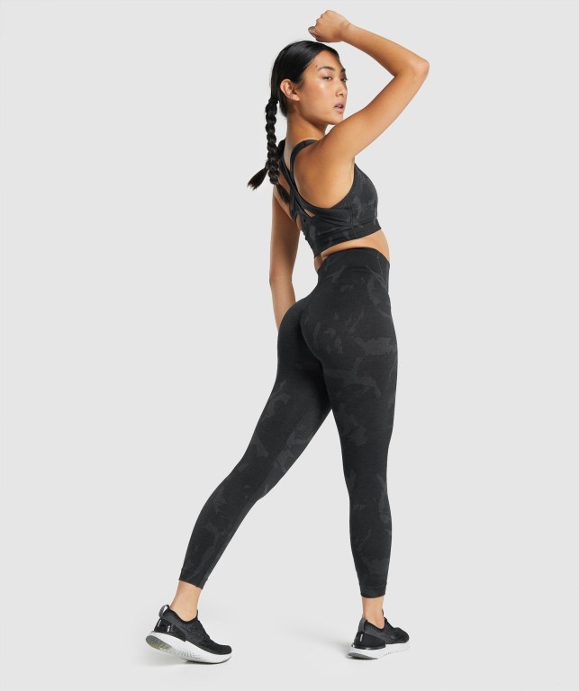 Gymshark Adapt Camo Seamless High Waisted Women's Leggings Black | UAE-95XMNF