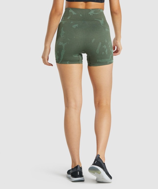 Gymshark Adapt Camo Seamless Women's Shorts Green | UAE-27ARGQ