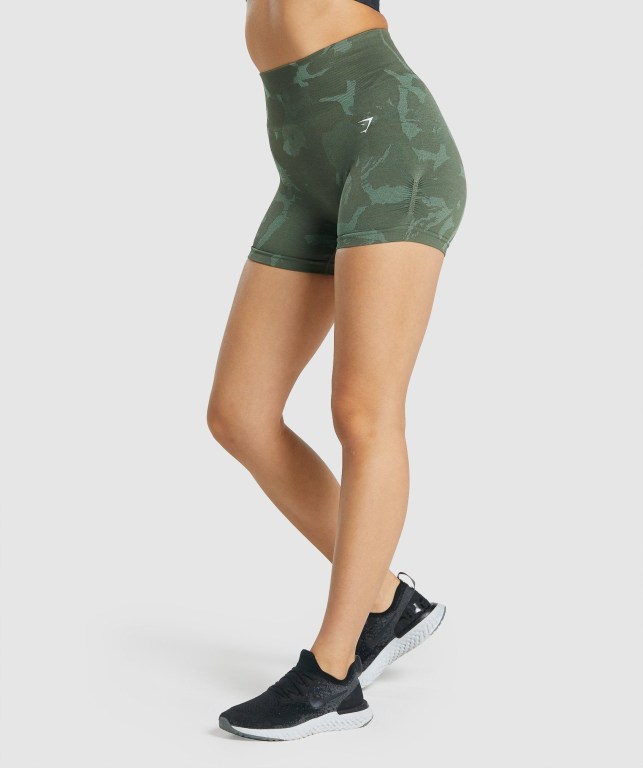 Gymshark Adapt Camo Seamless Women's Shorts Green | UAE-27ARGQ