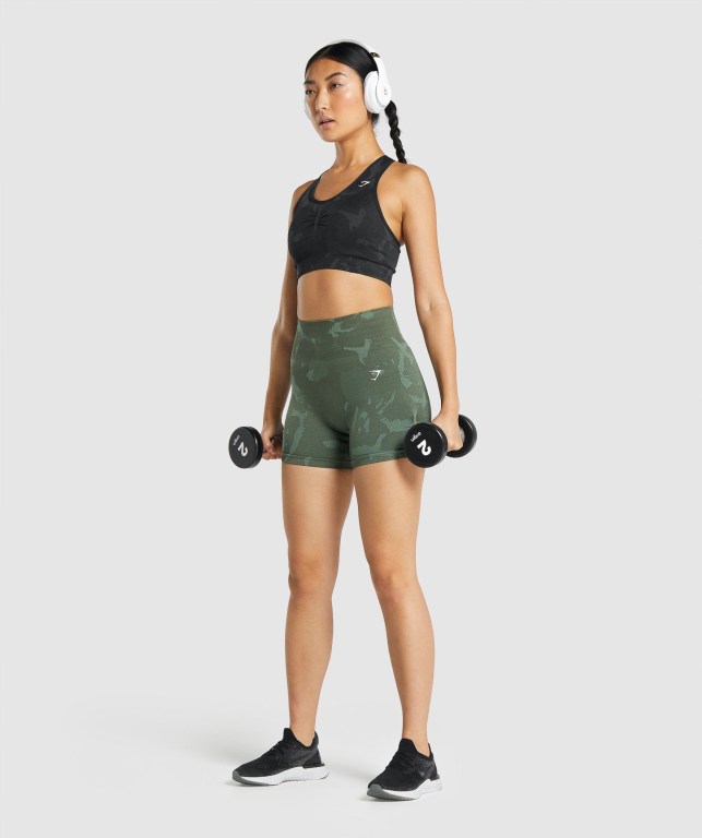 Gymshark Adapt Camo Seamless Women's Shorts Green | UAE-27ARGQ