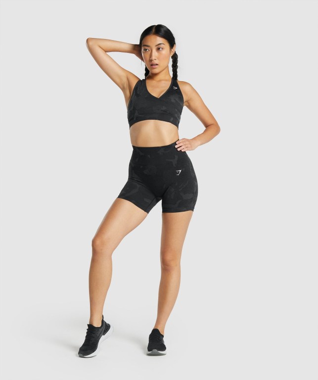 Gymshark Adapt Camo Seamless Women's Shorts Black | UAE-41ZRWQ