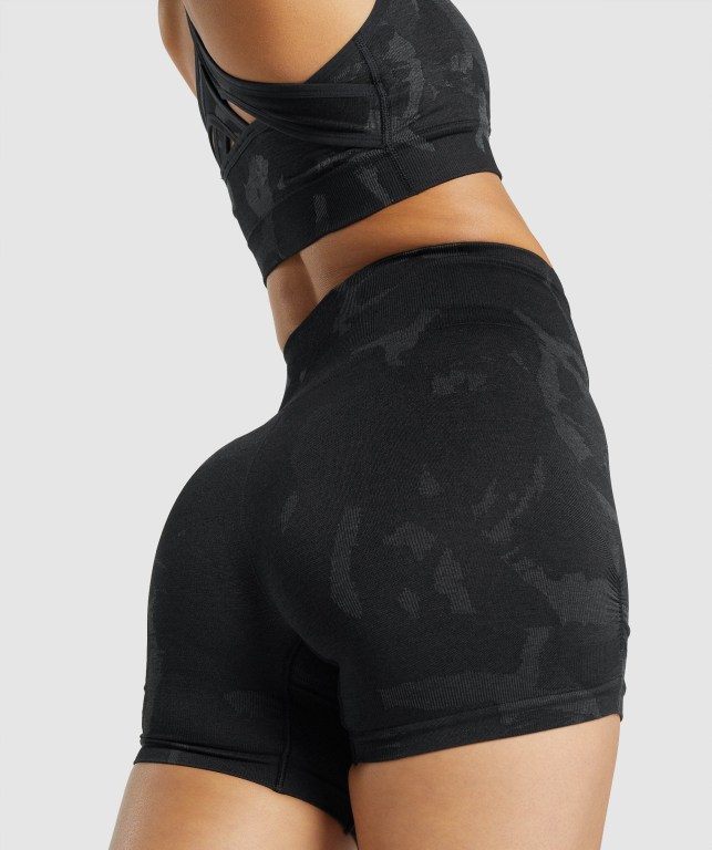 Gymshark Adapt Camo Seamless Women's Shorts Black | UAE-41ZRWQ