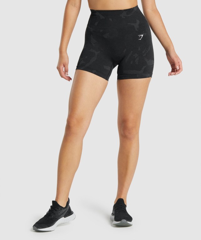 Gymshark Adapt Camo Seamless Women\'s Shorts Black | UAE-41ZRWQ