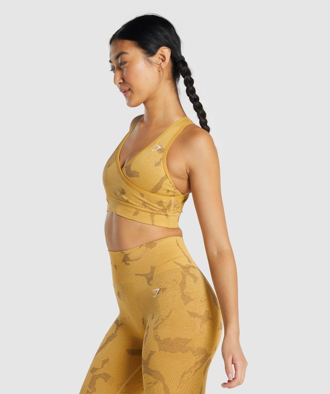 Gymshark Adapt Camo Seamless Women's Sports Bra Yellow | UAE-81WKFP