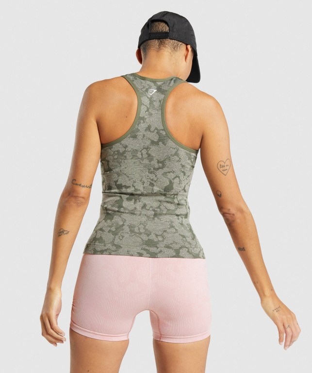 Gymshark Adapt Camo Seamless Women's Tank Tops Green | UAE-68NQGY