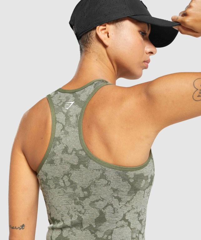 Gymshark Adapt Camo Seamless Women's Tank Tops Green | UAE-68NQGY