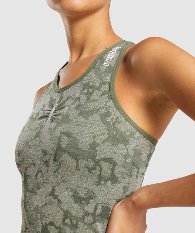 Gymshark Adapt Camo Seamless Women's Tank Tops Green | UAE-68NQGY