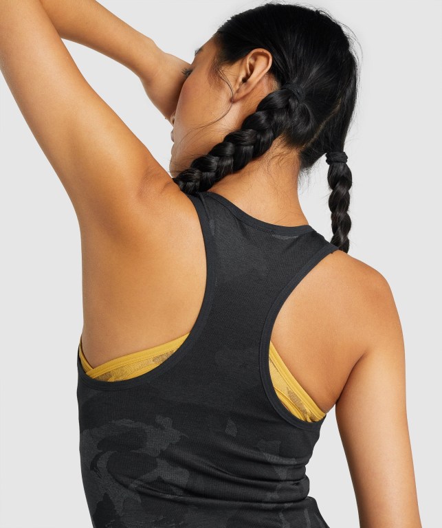 Gymshark Adapt Camo Seamless Women's Tank Tops Black | UAE-70USGM