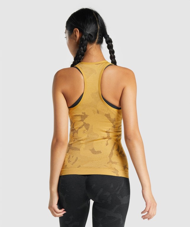 Gymshark Adapt Camo Seamless Women's Tank Tops Yellow | UAE-80LCMA