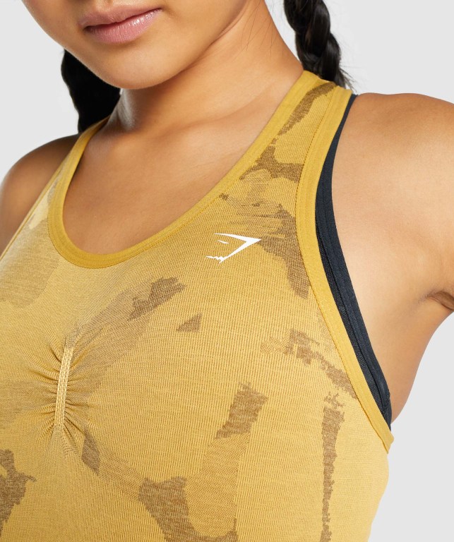 Gymshark Adapt Camo Seamless Women's Tank Tops Yellow | UAE-80LCMA