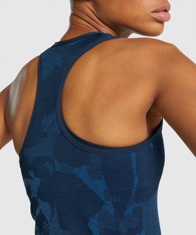 Gymshark Adapt Camo Seamless Women's Tank Tops Navy | UAE-97VPHR