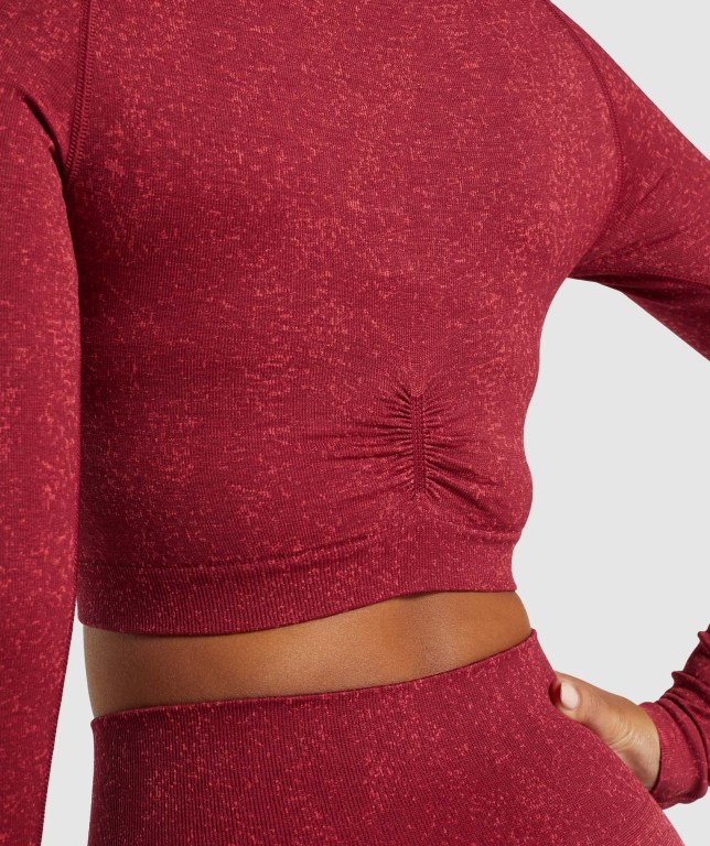 Gymshark Adapt Fleck Seamless Crop Top Women's T Shirts Burgundy | UAE-23NKBR