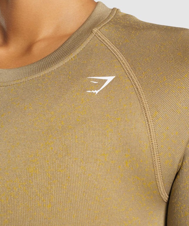 Gymshark Adapt Fleck Seamless Crop Top Women's Sweatshirts Light Brown | UAE-65JSWH