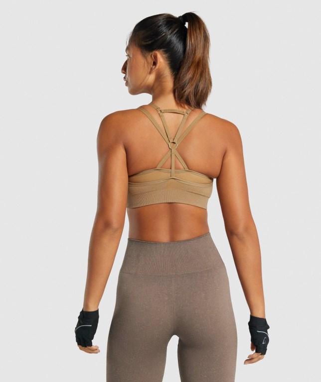 Gymshark Adapt Fleck Seamless Women's Sports Bra Light Brown | UAE-25MZVD