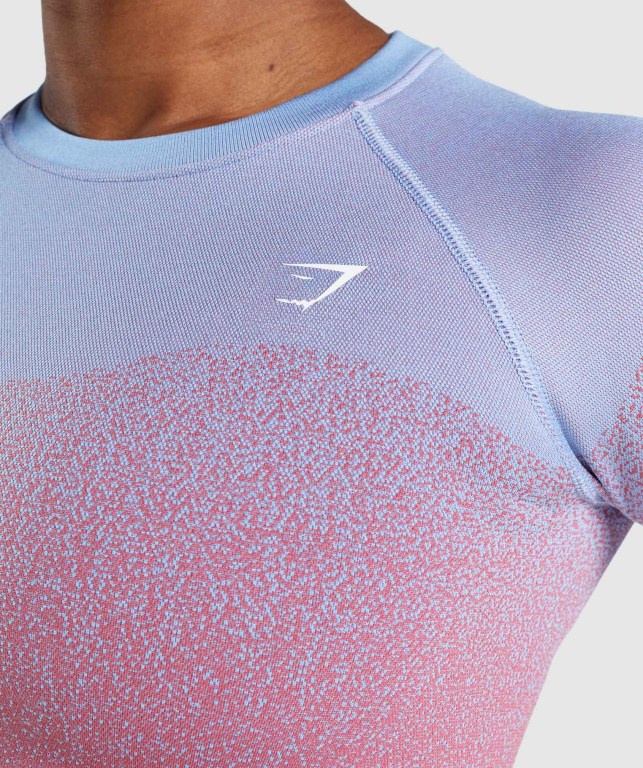 Gymshark Adapt Ombre Seamless Crop Top Women's Sweatshirts Rose Pink / Light Blue | UAE-20QLGA