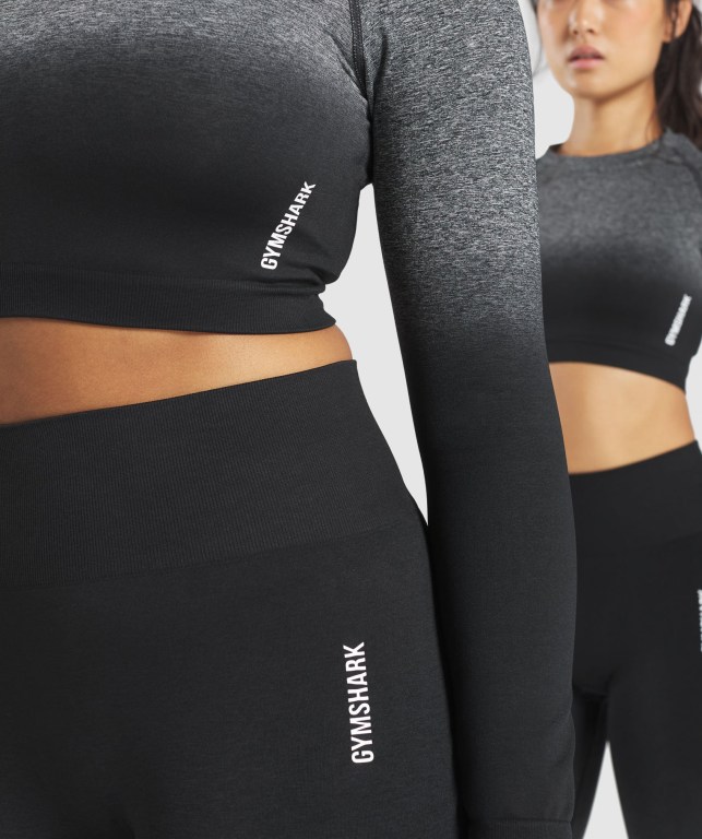 Gymshark Adapt Ombre Seamless Crop Top Women's T Shirts Black / Black | UAE-65ZDRT