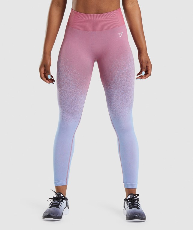 Gymshark Adapt Ombre Seamless High Waisted Women\'s Leggings Rose Pink / Light Blue | UAE-21DBTJ