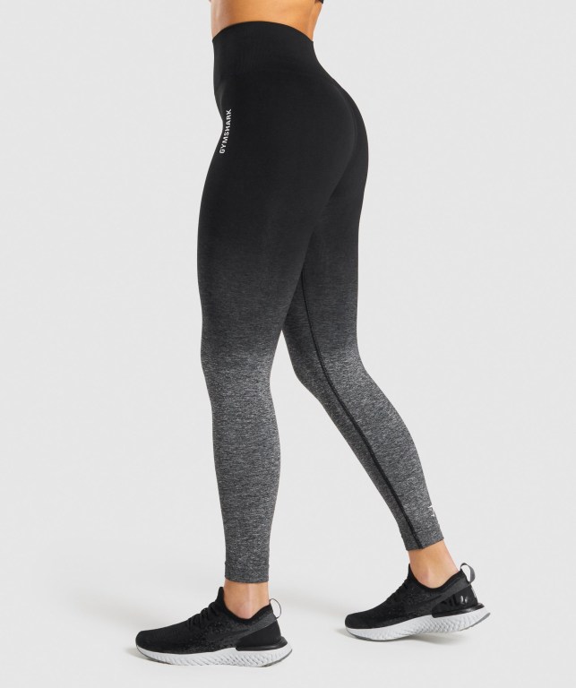 Gymshark Adapt Ombre Seamless High Waisted Women's Leggings Black / Black | UAE-36XEZG