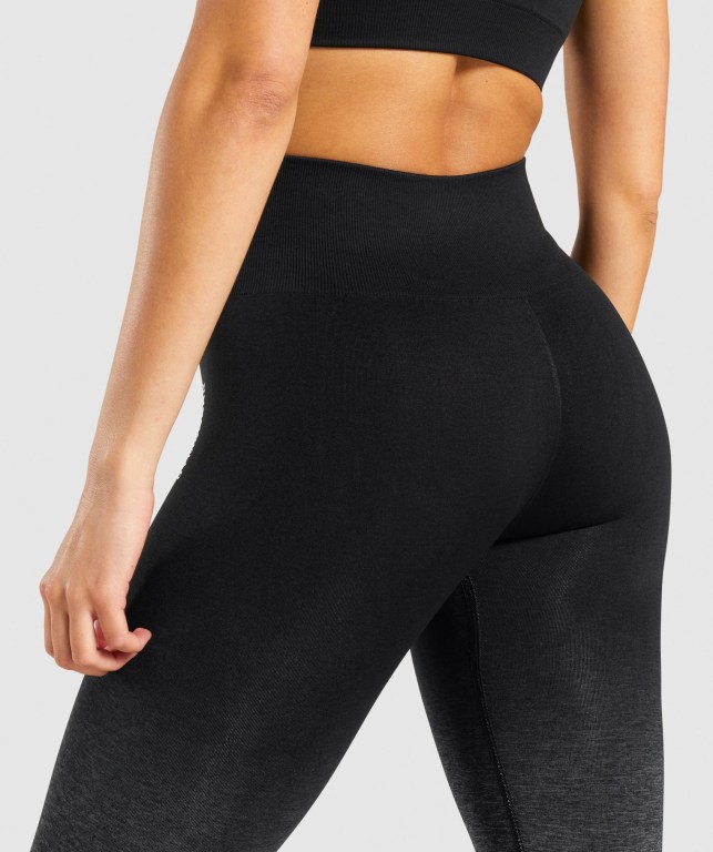 Gymshark Adapt Ombre Seamless High Waisted Women's Leggings Black / Black | UAE-36XEZG