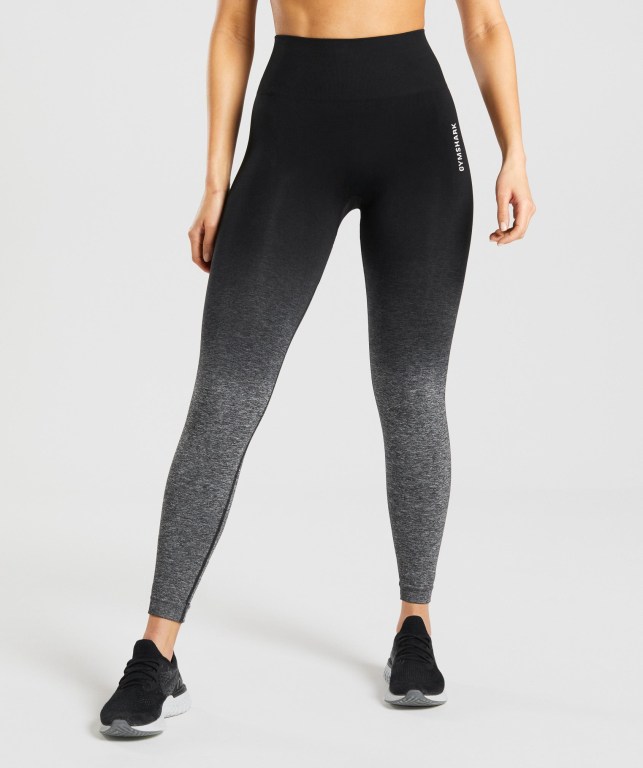 Gymshark Adapt Ombre Seamless High Waisted Women\'s Leggings Black / Black | UAE-36XEZG