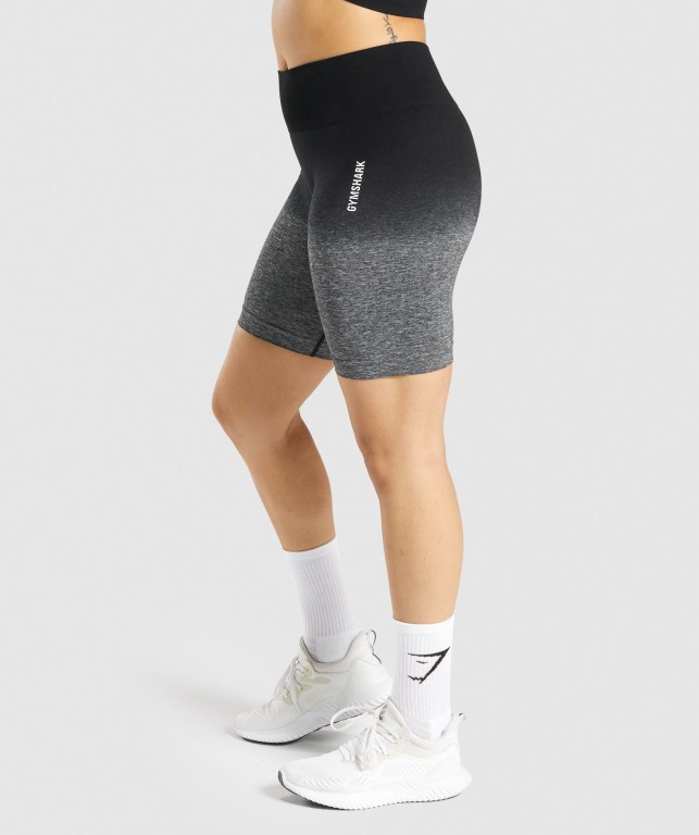 Gymshark Adapt Ombre Seamless Women's Shorts Black / Black | UAE-72GRCE