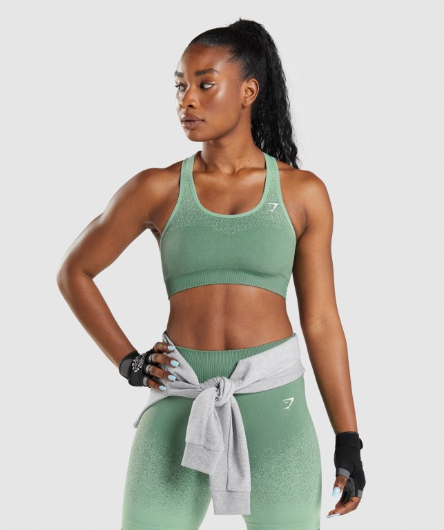 Gymshark Adapt Ombre Seamless Women\'s Sports Bra Green / Light Green | UAE-03VMKH