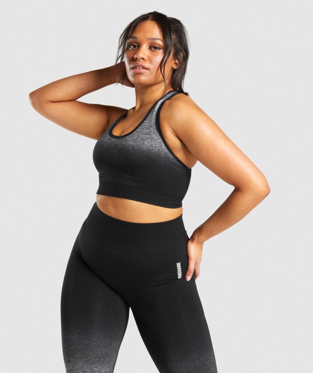 Gymshark Adapt Ombre Seamless Women\'s Sports Bra Black / Black | UAE-70CILU