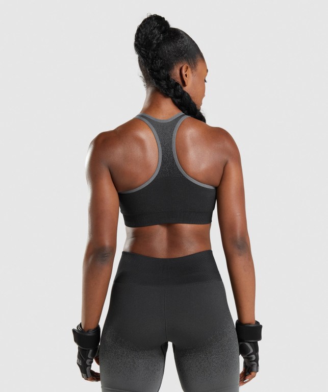 Gymshark Adapt Ombre Seamless Women's Sports Bra Black / Grey | UAE-90NMKO