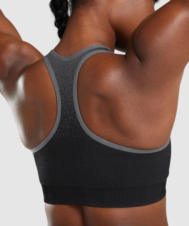 Gymshark Adapt Ombre Seamless Women's Sports Bra Black / Grey | UAE-90NMKO