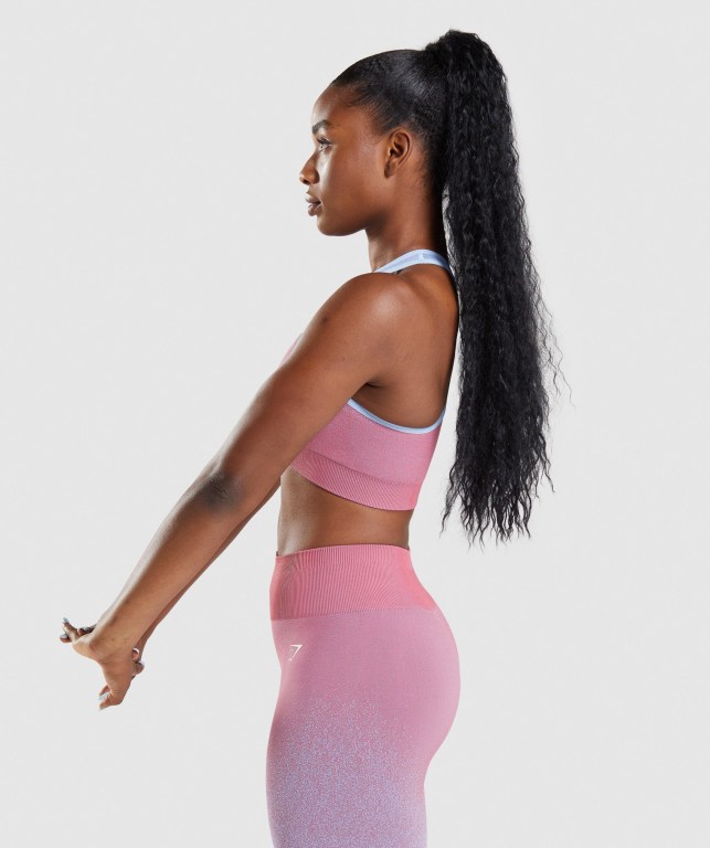 Gymshark Adapt Ombre Seamless Women's Sports Bra Rose Pink / Light Blue | UAE-95YQXS