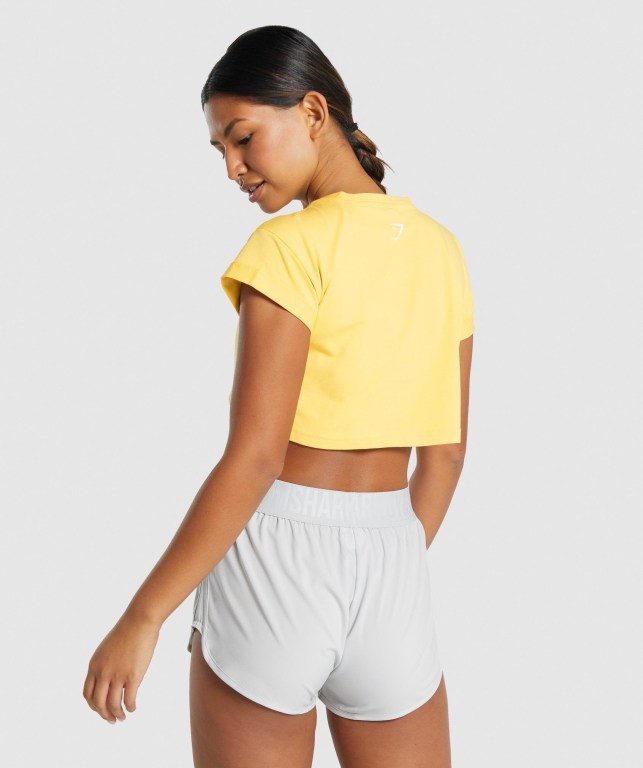 Gymshark Animal Graphic Infill Crop Women's T Shirts Yellow | UAE-04HMYZ