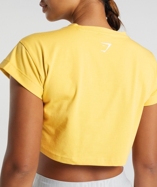 Gymshark Animal Graphic Infill Crop Women's T Shirts Yellow | UAE-04HMYZ