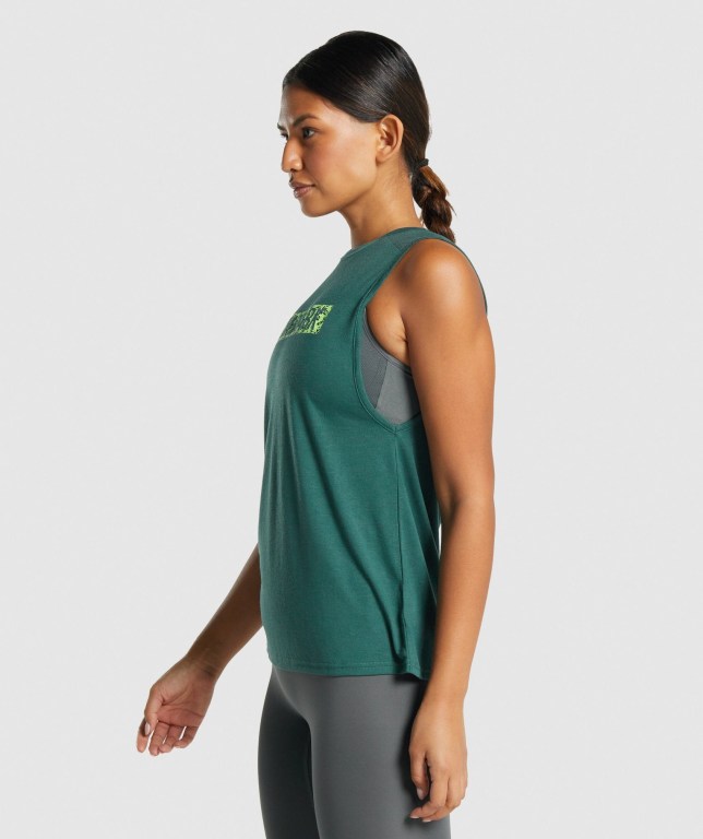 Gymshark Animal Graphic Infill Women's Tank Tops Green | UAE-30PHWZ