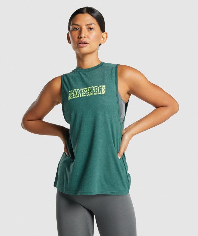 Gymshark Animal Graphic Infill Women\'s Tank Tops Green | UAE-30PHWZ