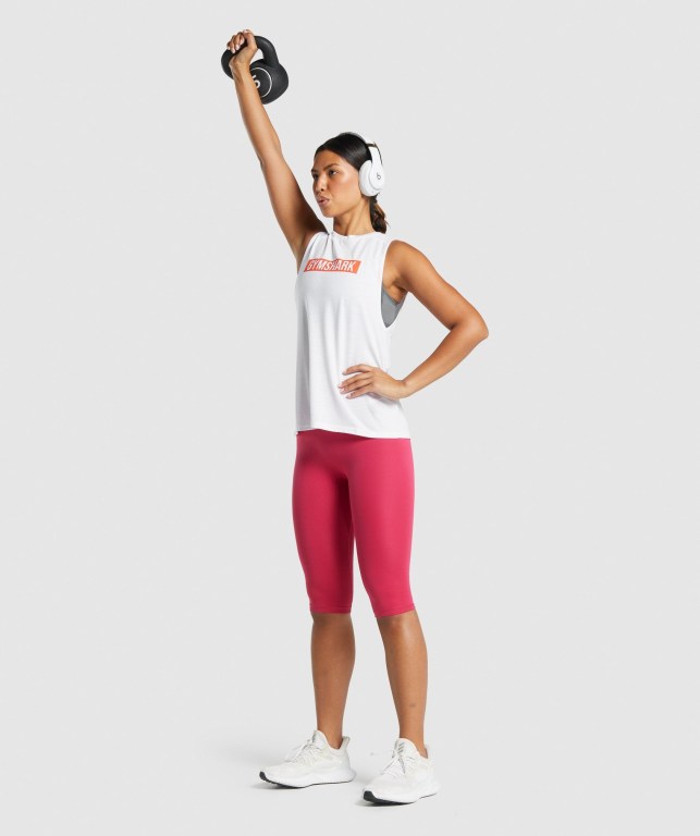 Gymshark Animal Graphic Infill Women's Tank Tops White | UAE-72IYWL