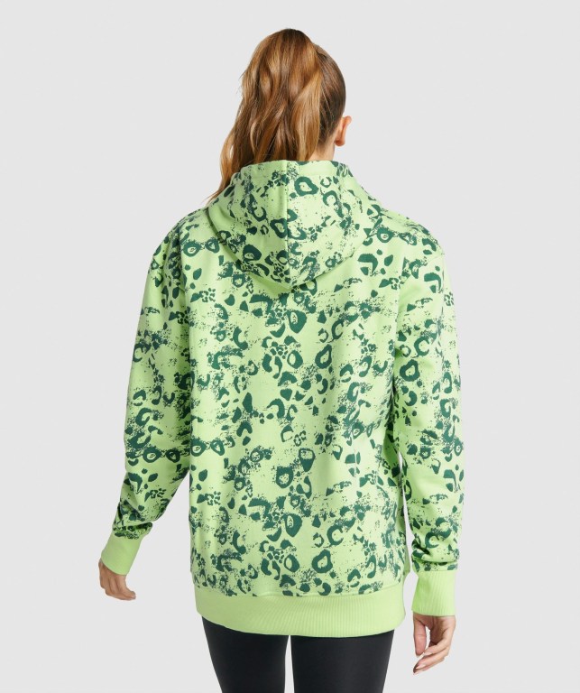 Gymshark Animal Graphic Women's Hoodies Light Green / Dark Green | UAE-20DXGH