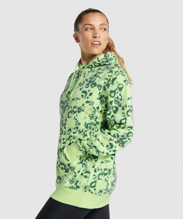 Gymshark Animal Graphic Women's Hoodies Light Green / Dark Green | UAE-20DXGH